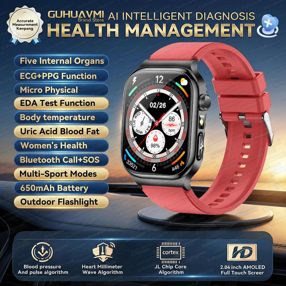 2026 Nuovo Smartwatch per Esame Fisico Micro Salutare ECG Acido Urico Lipidi Pressione Sanguigna Chiamata Bluetooth Smartwatch Per uomo