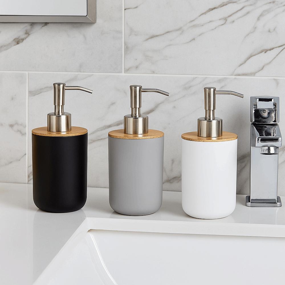Refillable Bamboo Soap Dispenser Plastic Pump Bath Lotion Pump Jar Hand Sanitizer Bottle  Kitchen
