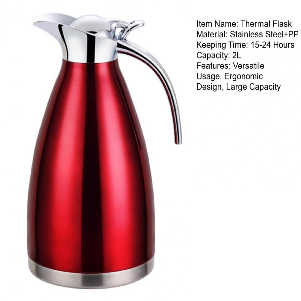 2L Stainless Steel Thermal Kettle Flask Jug Double Layer Insulation Pot For Tea Coffee Hot Water Kettle For Home Bar Outdoor