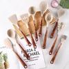 Long Wooden Handle Cooking Tool Set Silicone Spatula Tools Frying Spatula  Kitchen Utensils