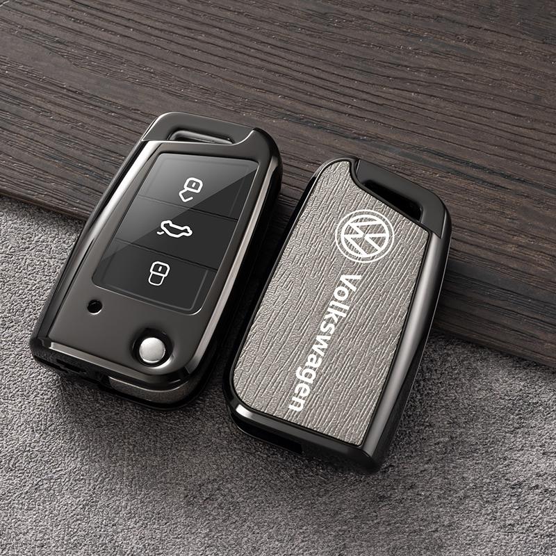

For VOLKSWAGEN VW Zinc Alloy+Leather Car Remote Key Case Cover Protector Shell For VW Volkswagen Polo Golf 7 MK7 Tiguan MK2 Acce