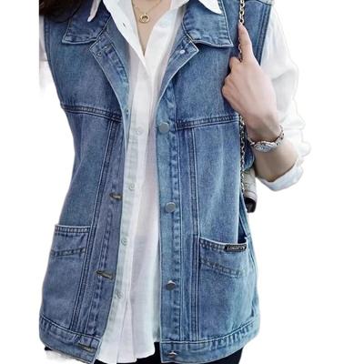 Autumn Elegant Women's Denim Vest Women Korean Plus Size Sleeveless Vest
