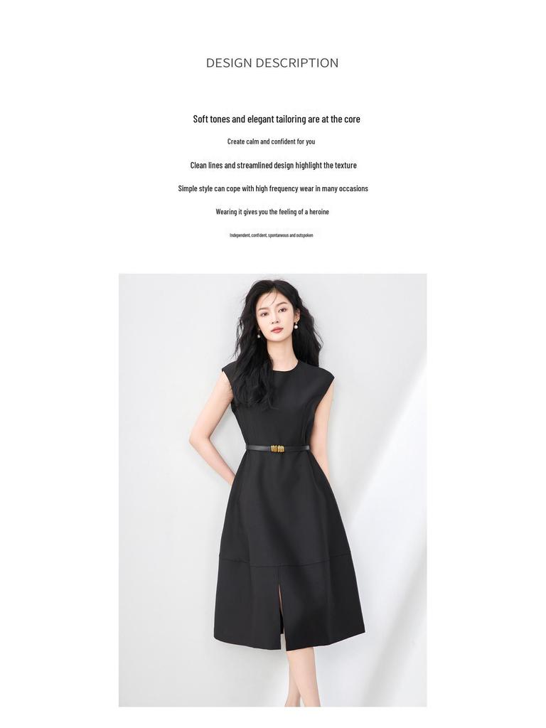 High-End Commuting Slimming Sleeveless Court Style Women's Dress - Summer Waist-Cinching Vest Dress