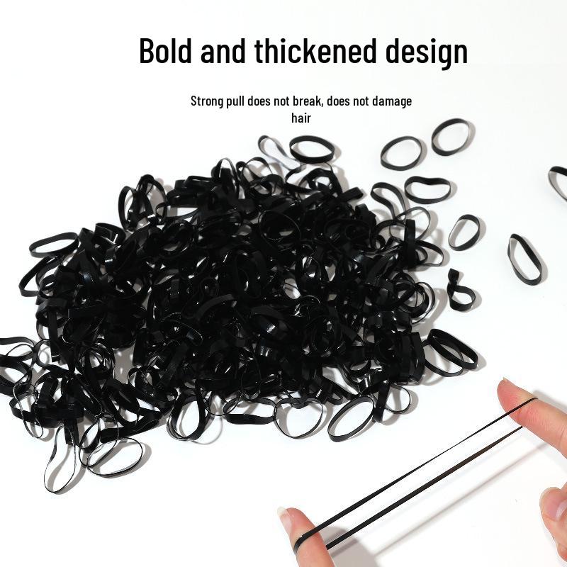 Children's Extra Thick Black Elastic Hair Ties - No Damage, High Elasticity