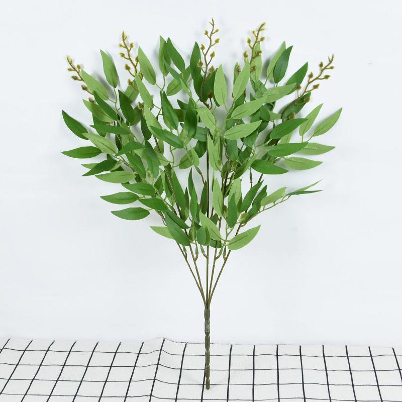 Artificial Willow Bouquet Fake Green Leaves for Wedding Home Table Vase Decoration Jungle Party DIY Plants Wreath