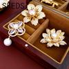 SKEDS Ladies' Exquisite Crystal Brooch Rhinestone Flower Pin Elegant Jewelry for Dresses Coats Hats and Bag Accessories