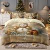 Comforter 3Pcs Golden Christmas Snowman Printed Chipless Bedding Set Soft Dormitory Bedroom Multiple Sizes Machine Washable