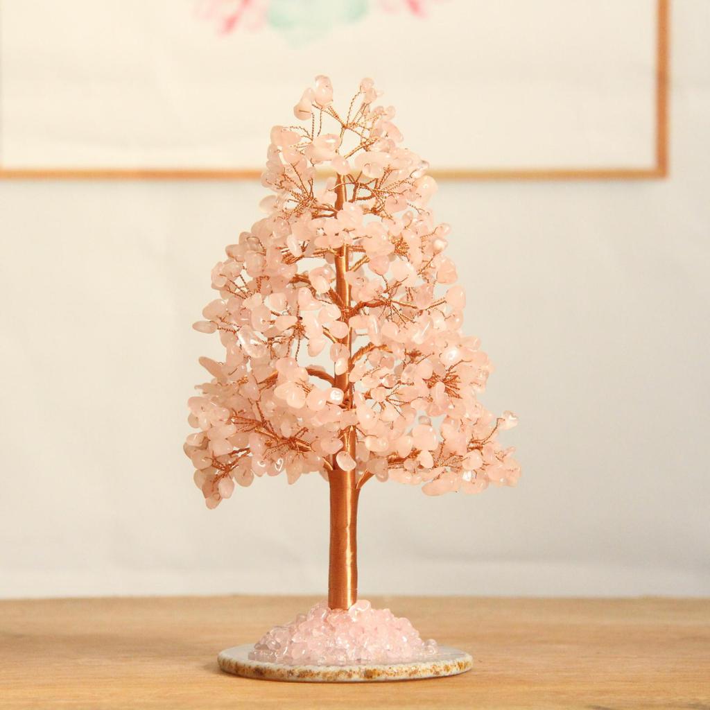 Handmade Natural Crystal Fortune Tree with Agate Base - Christmas Ornament