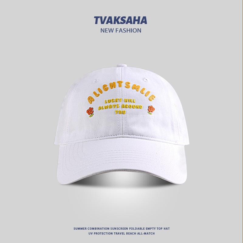 

Цветочная надпись бейсболка для девочки милая, подчеркивающая лицо, летняя защита от солнца, шляпа от солнца, парная, студенческая, повседневная бейсболка M（56-58cm）