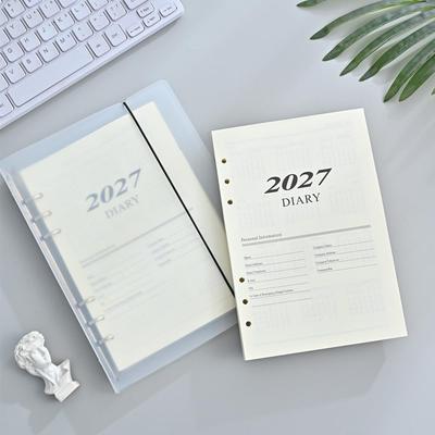 2027 A5 Frosted Shell 6-Hole English Weekly Planner and Daily Calendar