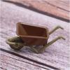 6 Pieces Miniature Wheelbarrow Garden Cart Dollhouse Trolley Barrow Accessories Mini Sand Trolley Model Making Micro Landscape Decoration Garden