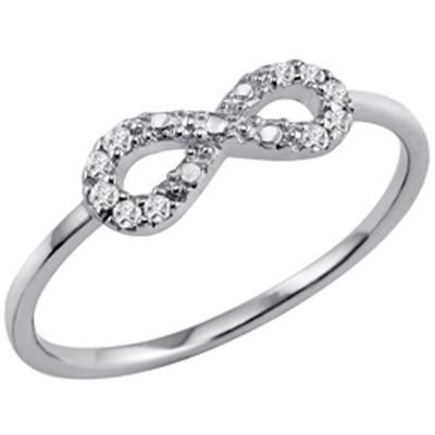 Silver Ring 'Infini' White Silver (rhodium)