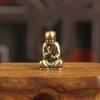 Vintage Mini Brass Zen Monk Statue Collectible Tea Pet for Office Desk Yoga Room Meditation Decor