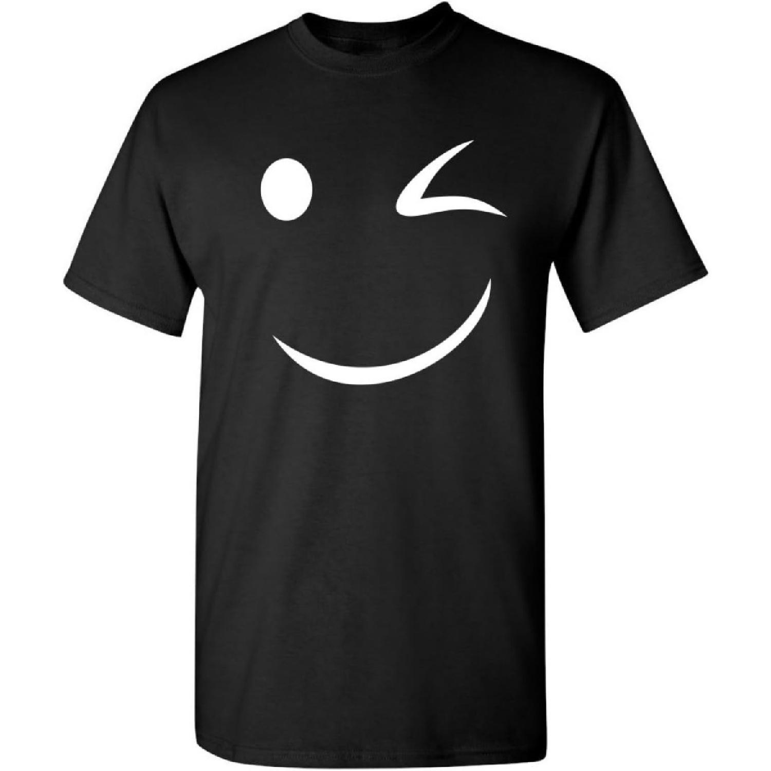 Happy Wink Smile Face Graphic Novelty Funny Winking T Shirt S