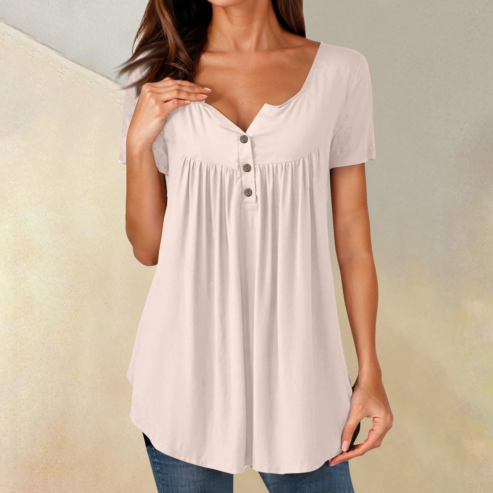 

Женские туники, топы, нарядные, повседневные, летние, рубашки с коротким рукавом, свободный крой, плиссированный топ в стиле бохо XXXL бежевый