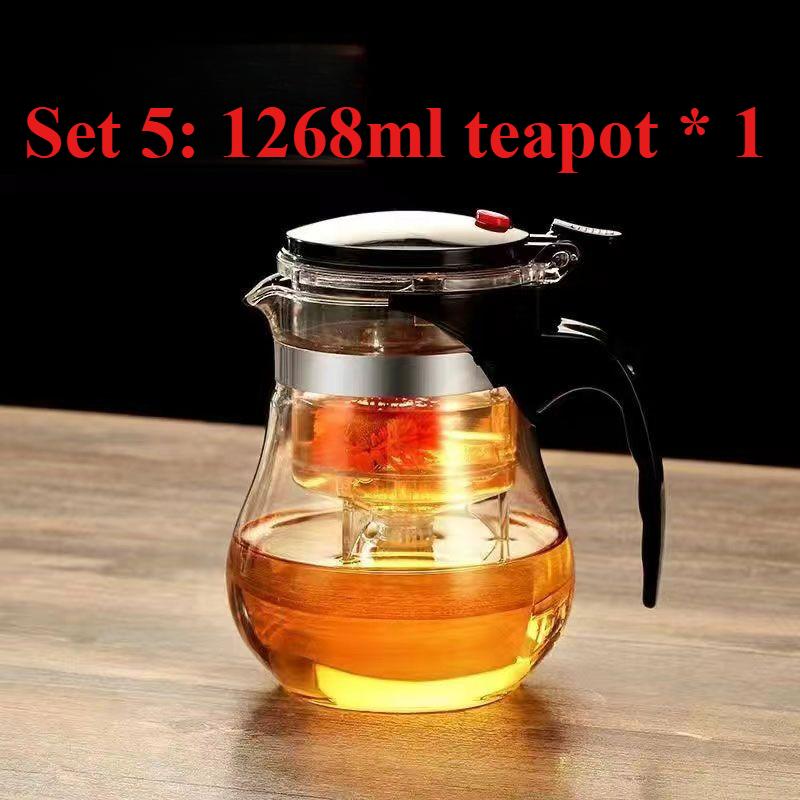 

798 мл-1868 мл стеклянный чайник пресс для фильтрации чая водоотделитель бытовой офисный фильтр чайник кунг-фу чайная утварь праздничные подарки Set 5
