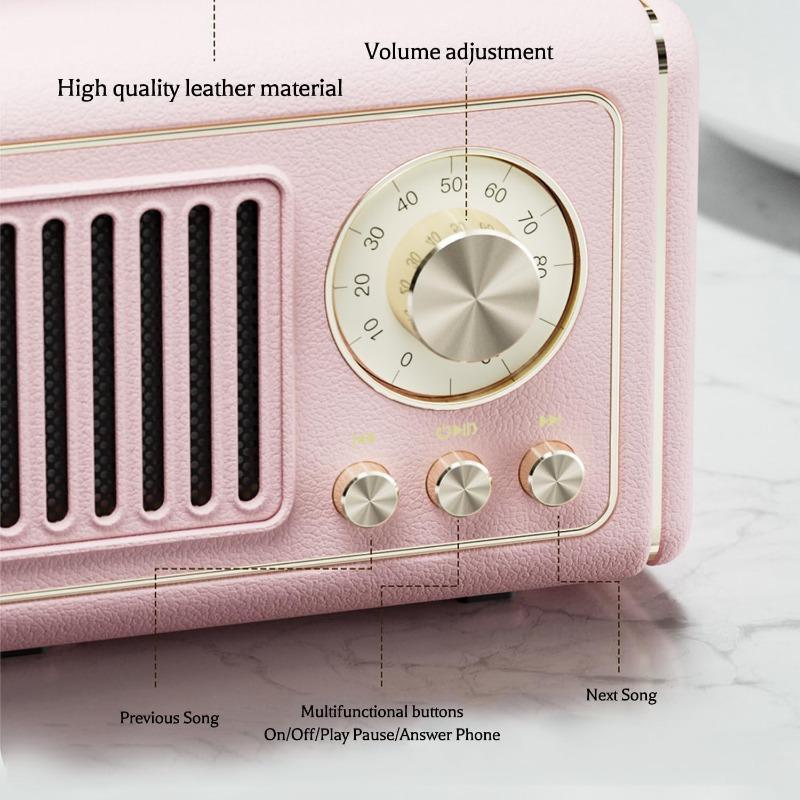 Mini Vintage Bluetooth Speaker, Retro Bluetooth Speaker Rechargeable, Loud Volume, Bluetooth 5.0 Wireless TWS Connection, Support TF Card,