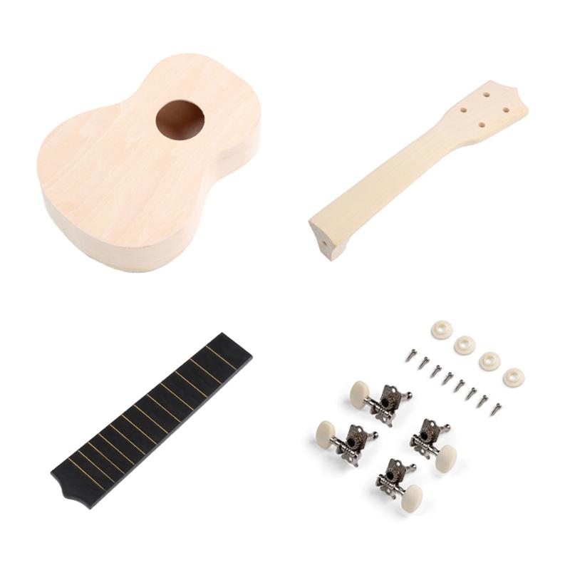 21In Handmade Ukulele Kits Paintable Ukulele DIY Ukulele Set, Ukulele Hawaii Guitar Handwork Set with Installation Tools