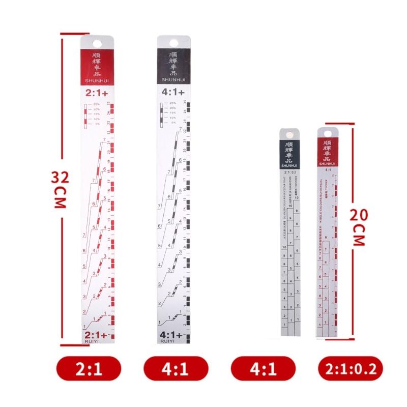 Standard Paint Ruler Paint Mixing Tool Ruler Paint Tool Black/R-ed Suitable for Cars Steel Ruler Paint Tool