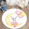 Cartoon Rabbit Girl Animal Flowers Round Carpet Cute Bunny Mouse Circle Rug Home Bedroom Living Room Floor Mat Chair Pad Doormat
