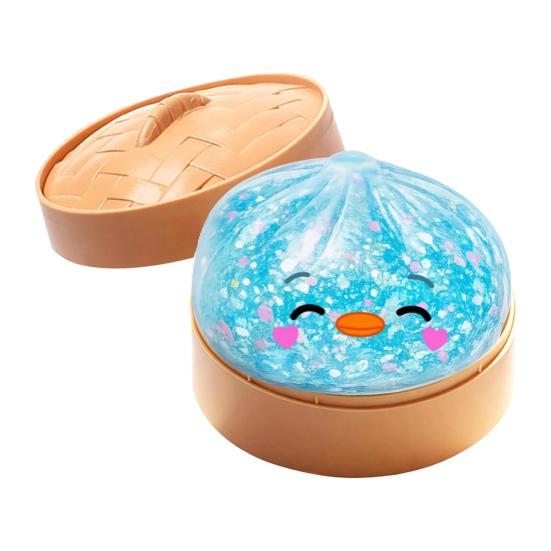 Cartoon Dumpling Squeeze Toy with Steamer, Anxiety Relief Dough Stress Ball Fidget Toy, Stretchy Steamed Bun Sensory Toy for Kids