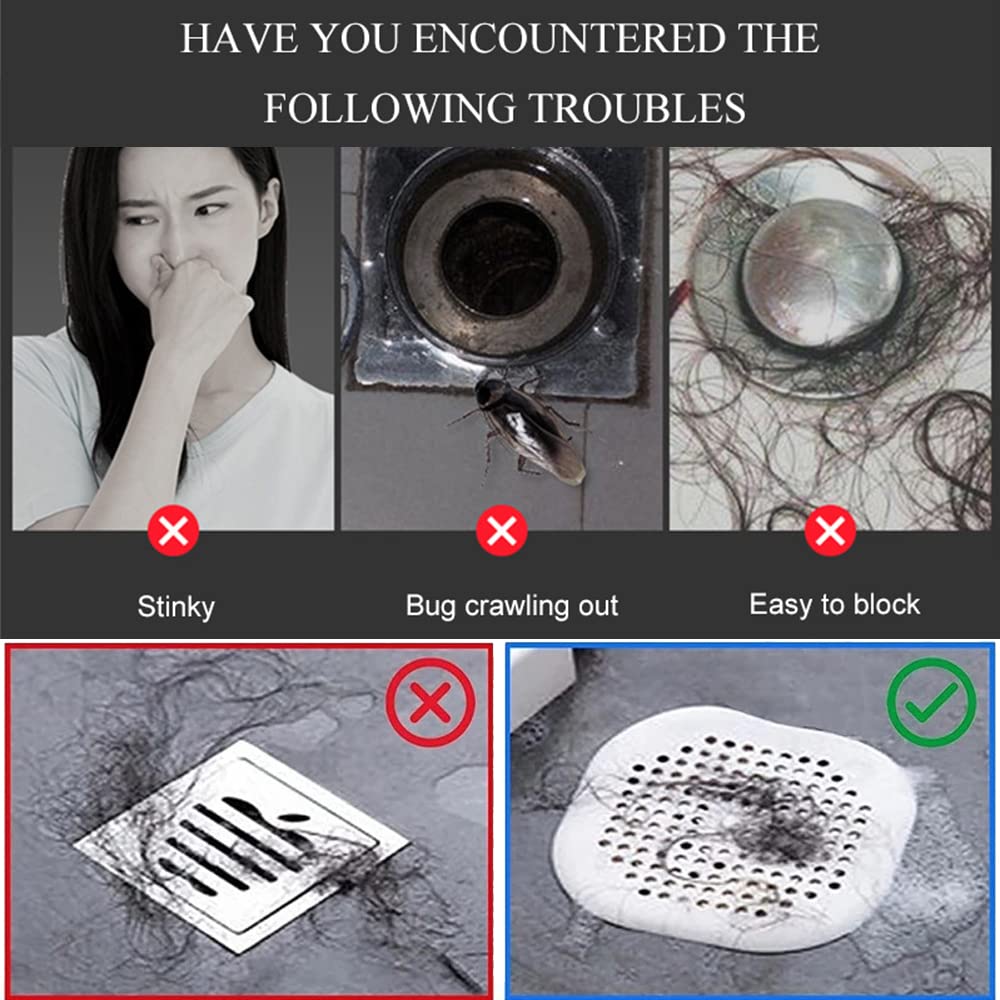 Sewer with Suction Cup, Floor Drain Mat, Kitchen, Bathroom, Anti Clogging Hair Filter