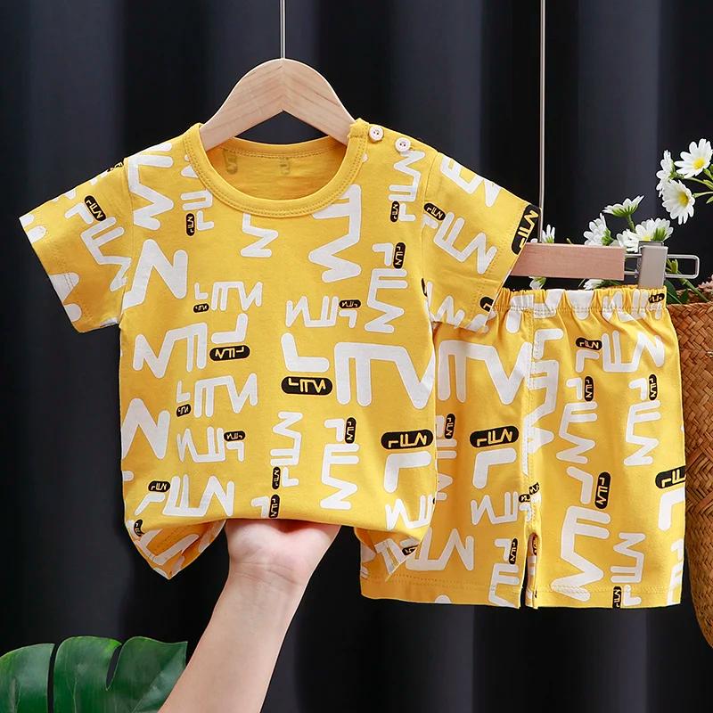 Kids Clothes Set Baby Boy Girl T-Shirt + Shorts Summer Clothing Cotton Cartoon Casual Boys Tracksuit Children Baby Clothes Set