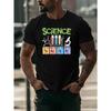 European Sizes Men's Science-Themed Short Sleeve T-Shirt - Chemistry & Physics Print  - Breathable Round Neck Casual Summer Tee