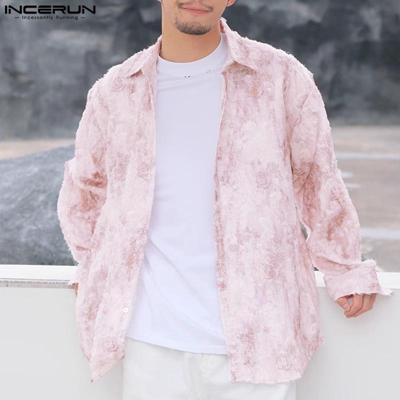 

INCERUN Мужские рубашки с длинными рукавами и цветочным принтом, большие топы с кисточками