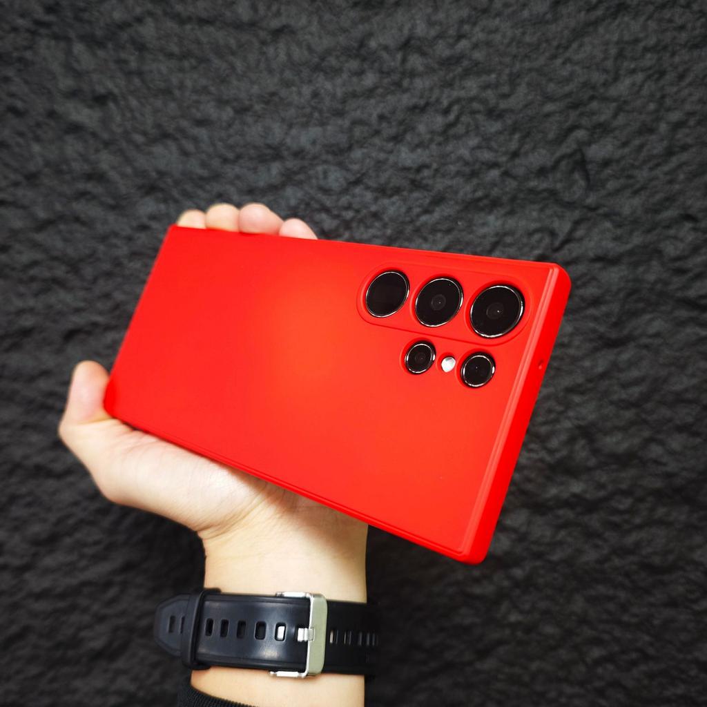 Samsung S24ultra Built In Velvet Cell Phone Case S23PLUS Imitation Liquid Silicone Cube Straight Edge Soft Shell