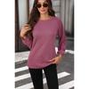 Women's Solid Color Crew Neck Loose Long Sleeve Patchwork T-shirt Top  Fall Winter New For Cross-border Trade