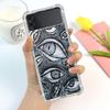 Scary Face Eyes Smiley Case For Samsung Galaxy Z Flip 3 4 5g Funda Z Flip3 Clear Pc Hard Shockproof Back Phone Coque Shell