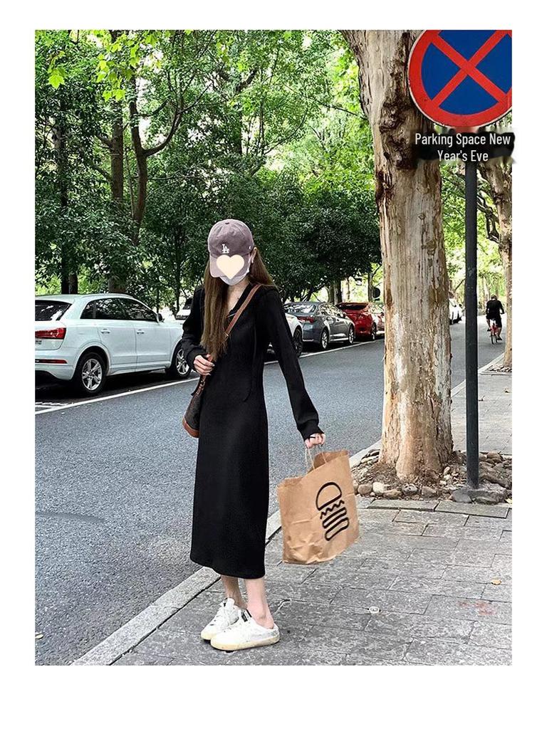 2025 French-Style Women's Sweater Dress: Early Autumn Long Skirt with Coat