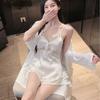 Ice Silk Pajamas Women's Summer Girl Pure Desire Suspender Shorts Loungewear Set Lace Sexy Temptation Pajamas Women