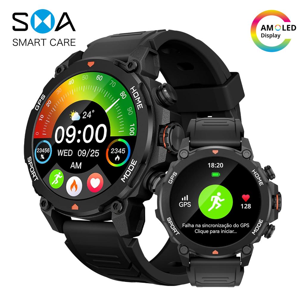 Sports Smart Watch Bluetooth Calling 5ATM Waterproof Compass Altimeter Barometer SOS Health Fitness Tracker