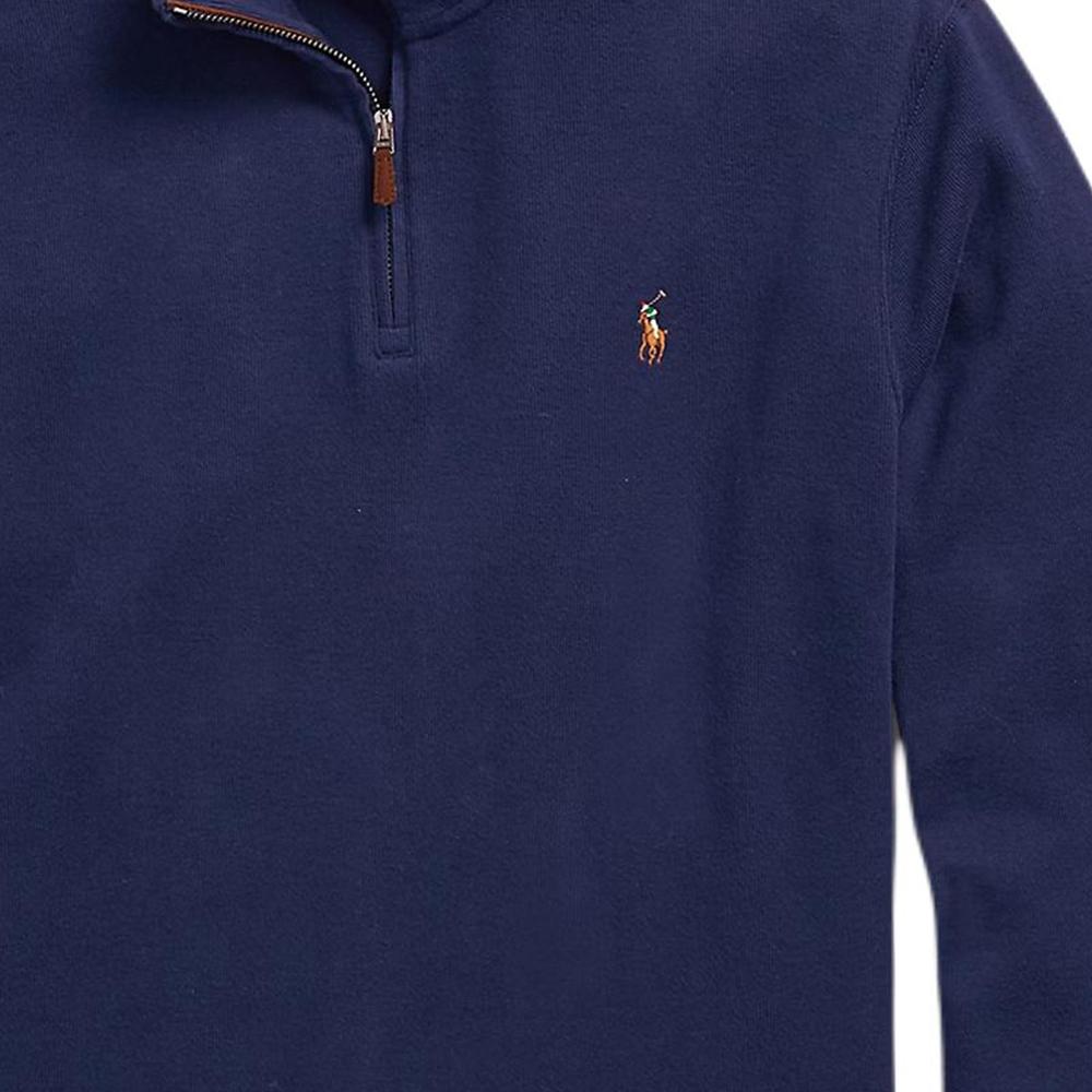 Polo Ralph Lauren Small Pony Logo Embroidered Half-Zip Knit Long Sleeve Sweatshirt Men sweatshirt Navy-Blue MNPOKNI16820139-410