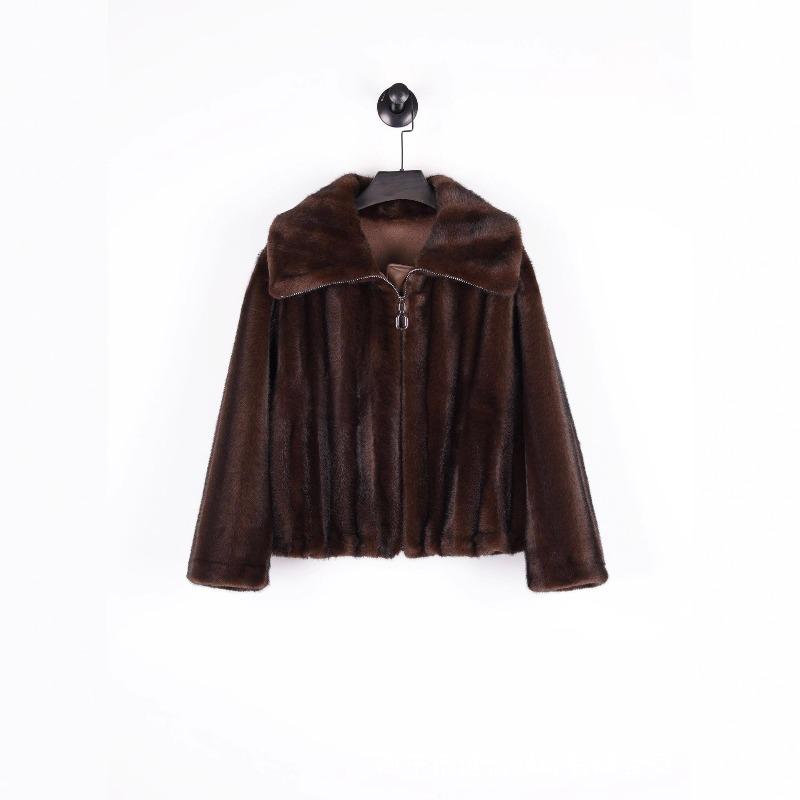 Environmentally friendly mink hair jacket with casual temperament large lapel collar, new short jacket for women in autumn and winter