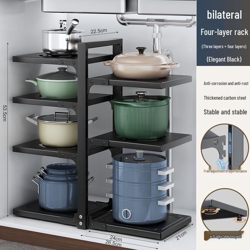 

Многоярусная кухонная стойка для хранения для столешниц и под раковину - Органайзер для кастрюль и сковородок