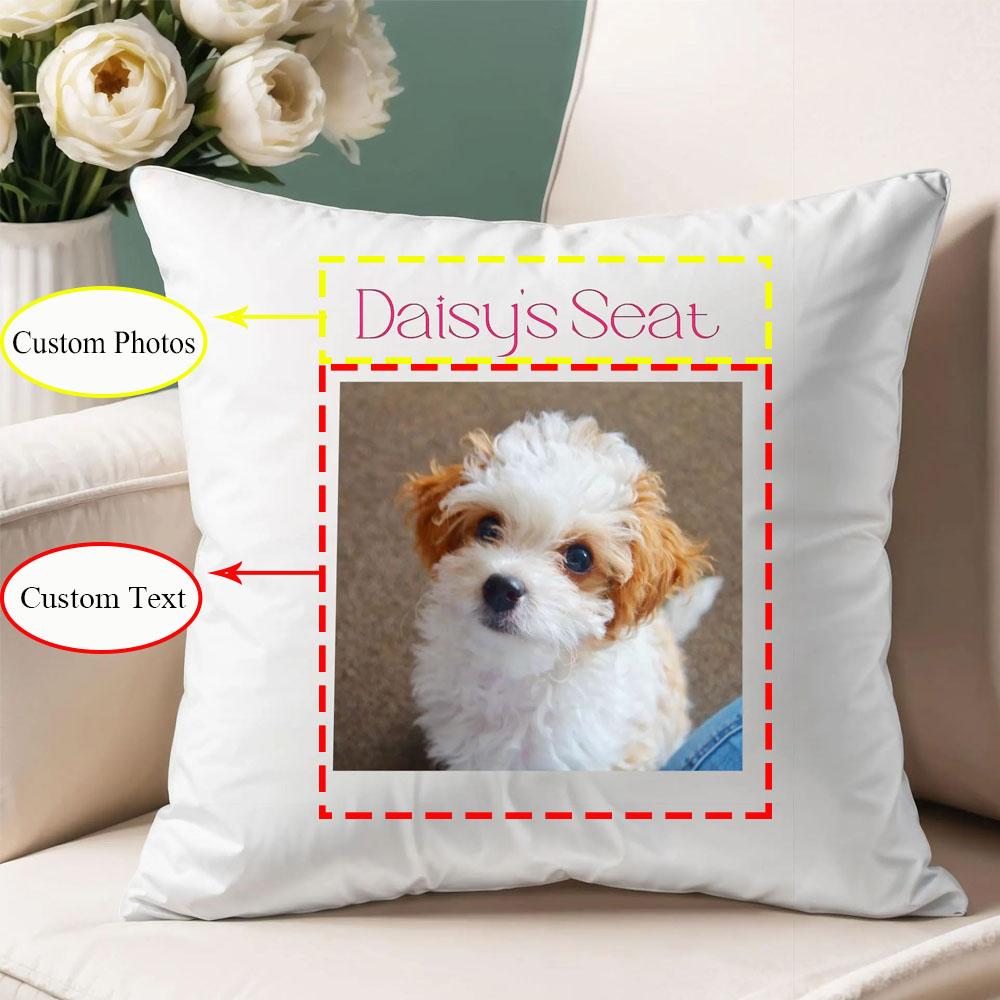 Personalized Pet Photo Pillow Custom Dog Cat Picture Cushion Unique Throw Pillow for Pet Lovers Customisable Decor Gift for Pet