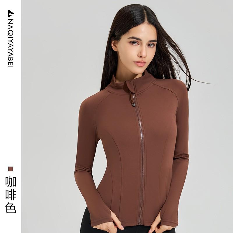 Womens Long Sleeve Zip-Up Athletic Top Breathable UV Protection Fitness Yoga Jacket
