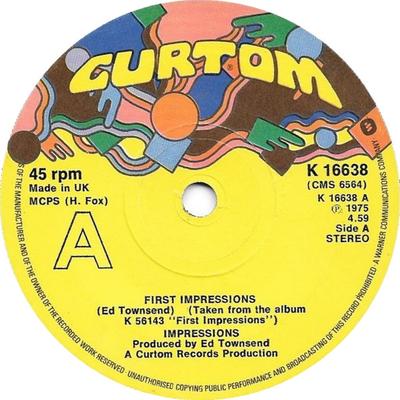 7-Zoll Schallplatte IMPRESSIONS - First Impressions K16638 Curtom 1975 UK Soul/Funk Gebraucht