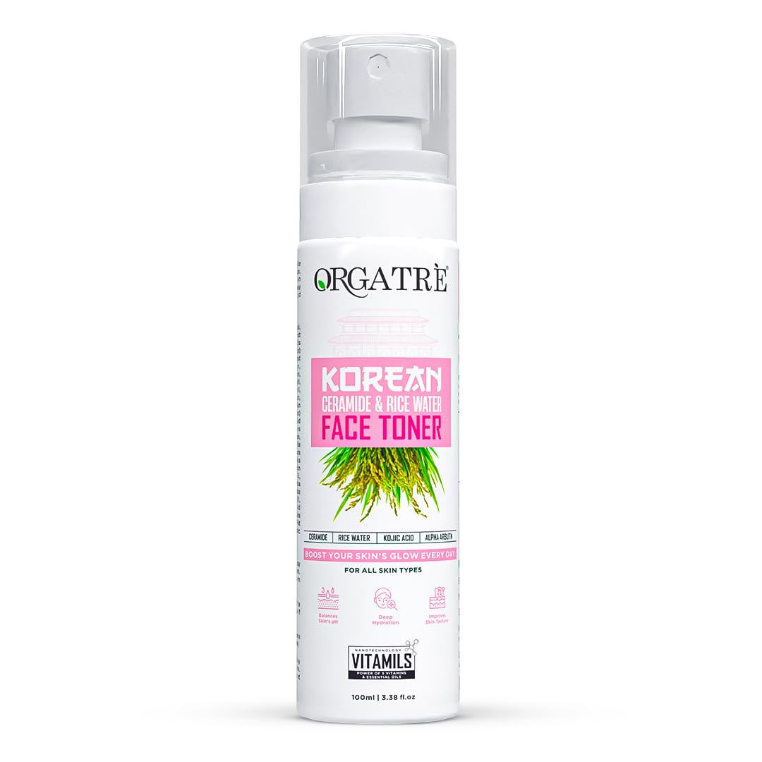 Orgatre Korean Ceramide & Rice Water Moisturizing Face Mist & Toner For Glowing Skin | Open pores Tightening | Men & Women 100ml