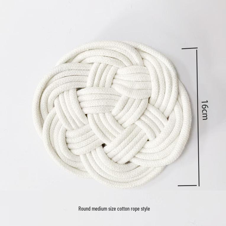 Nordic Hand-Woven Jute and Cotton Heat Insulation Coaster Mat