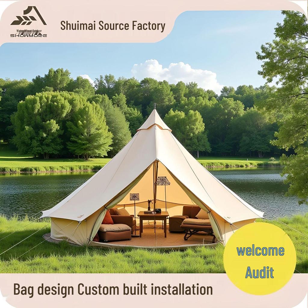 Double Outdoor Yurt Tent: Sunshade Canopy, All-Weather Camping Tent, Full Set for Overnight Use