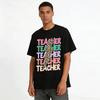 Leopard Lightning Print Teacher Themed Casual Short Sleeve Top Pure cotton T-shirt