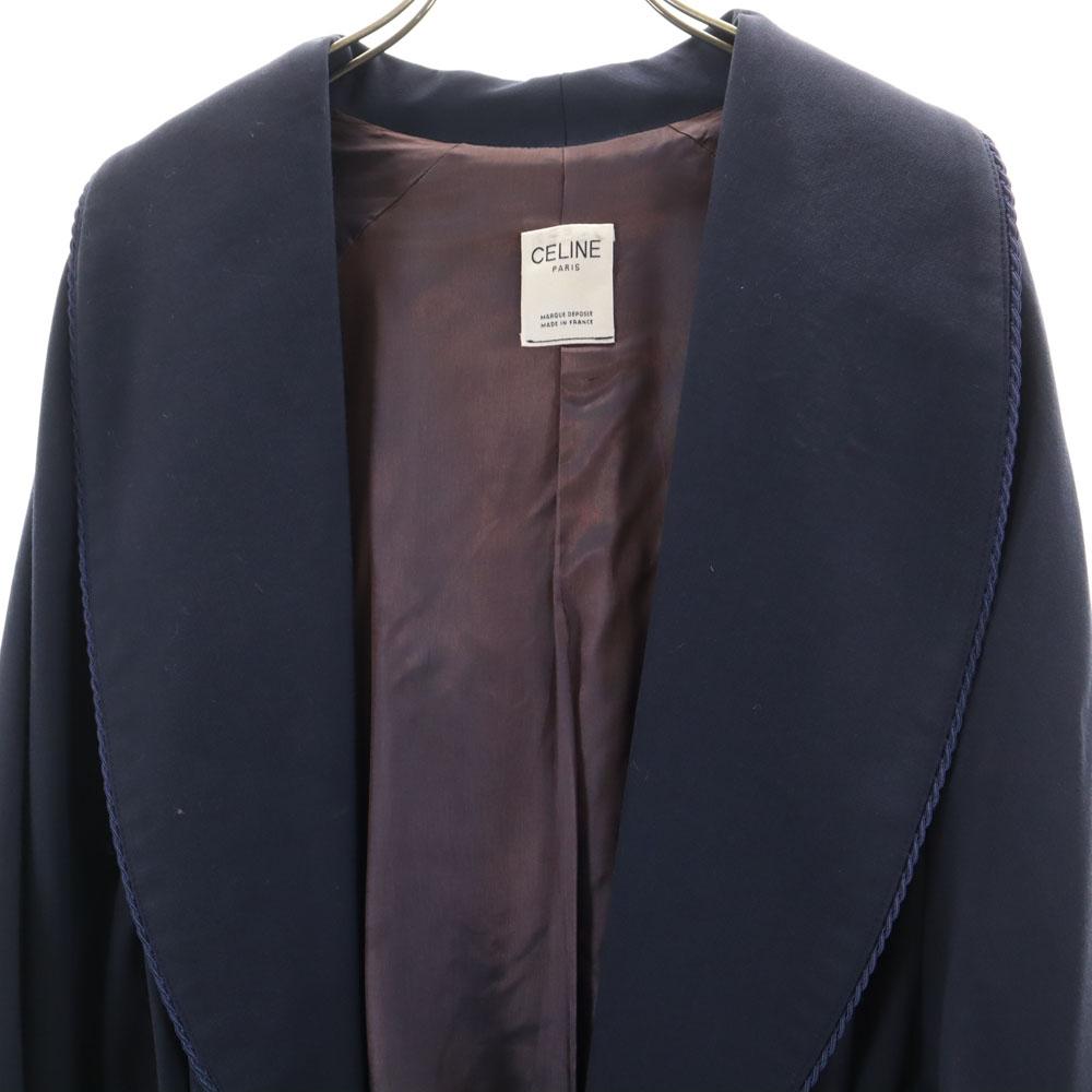 CELINE wool Long sleeve Gown coat Navy system Women Used