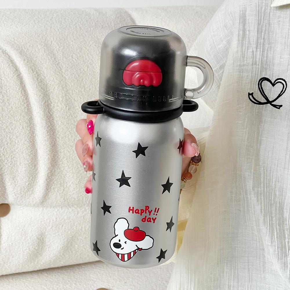 High-value Three-drink Thermos Cup, Anti-drop Stainless Steel Straw Cup, Large-capacity Household Student Sports Kettle for Men and Women
