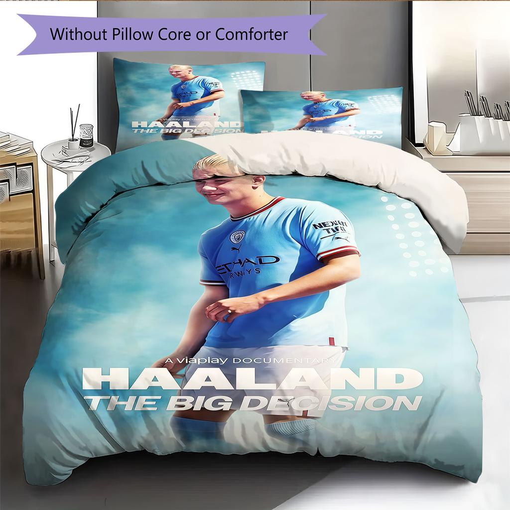 Erling Haaland Force Bedding Quilt Set Quilt Cover Pillowcase Home Decoration Birthday Gift (1 * Duvet Cover + 2 * Pillowcase, Without Core)
