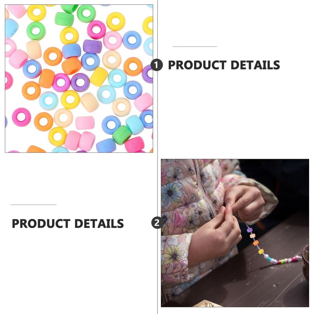 Lurrose Pony Beads Set, Acrylic, DIY, Colorful, Approximately 1000 Pieces, Bracelets, Necklaces, Decorative Materials, Handmade, Beginners