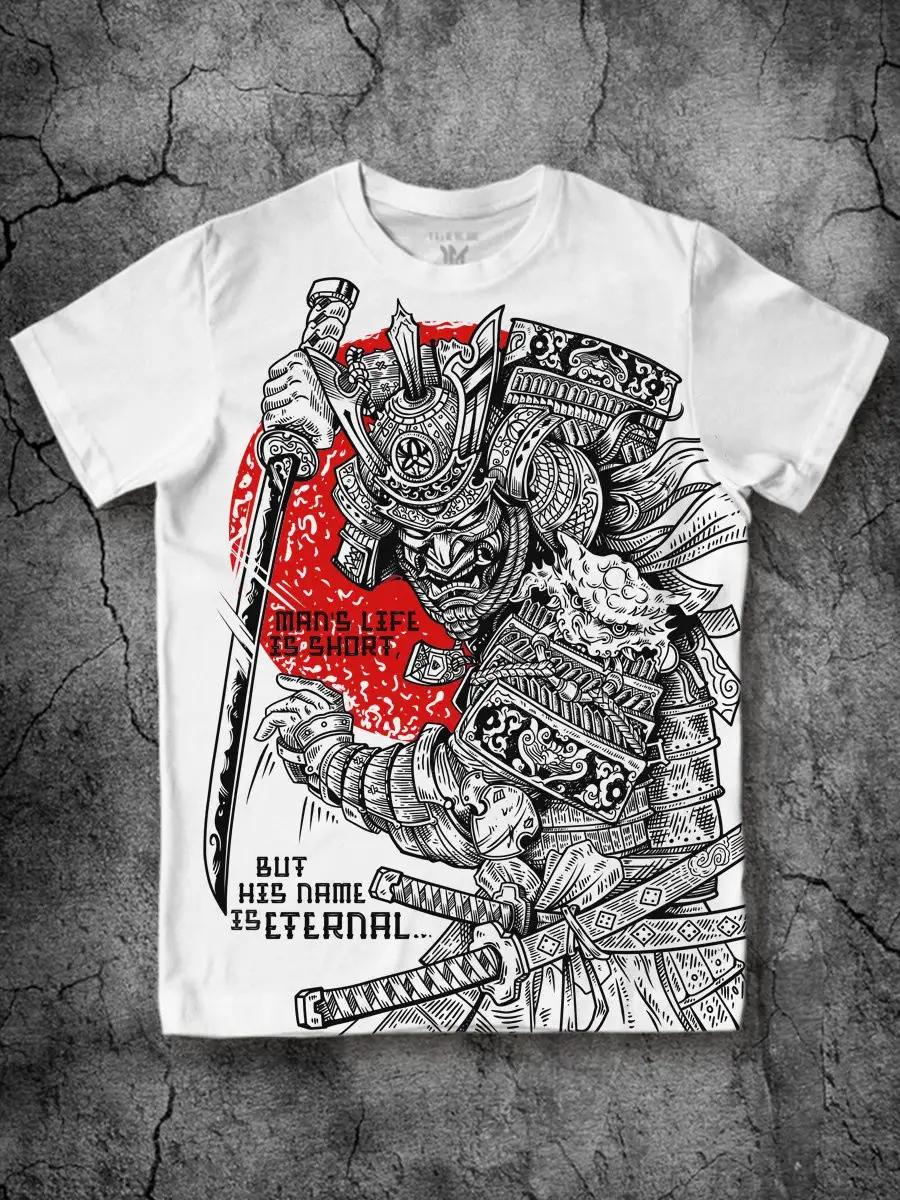 Samurai Men s T-shirt with Cotton Print 4XL